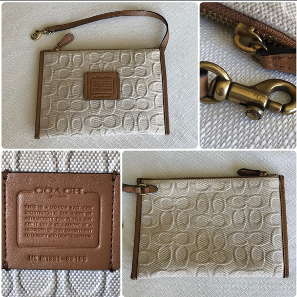 Coach Signature Canvas / Leather Field Tote Crossbody With Matching Zipper Pouch - Picture 12 of 16